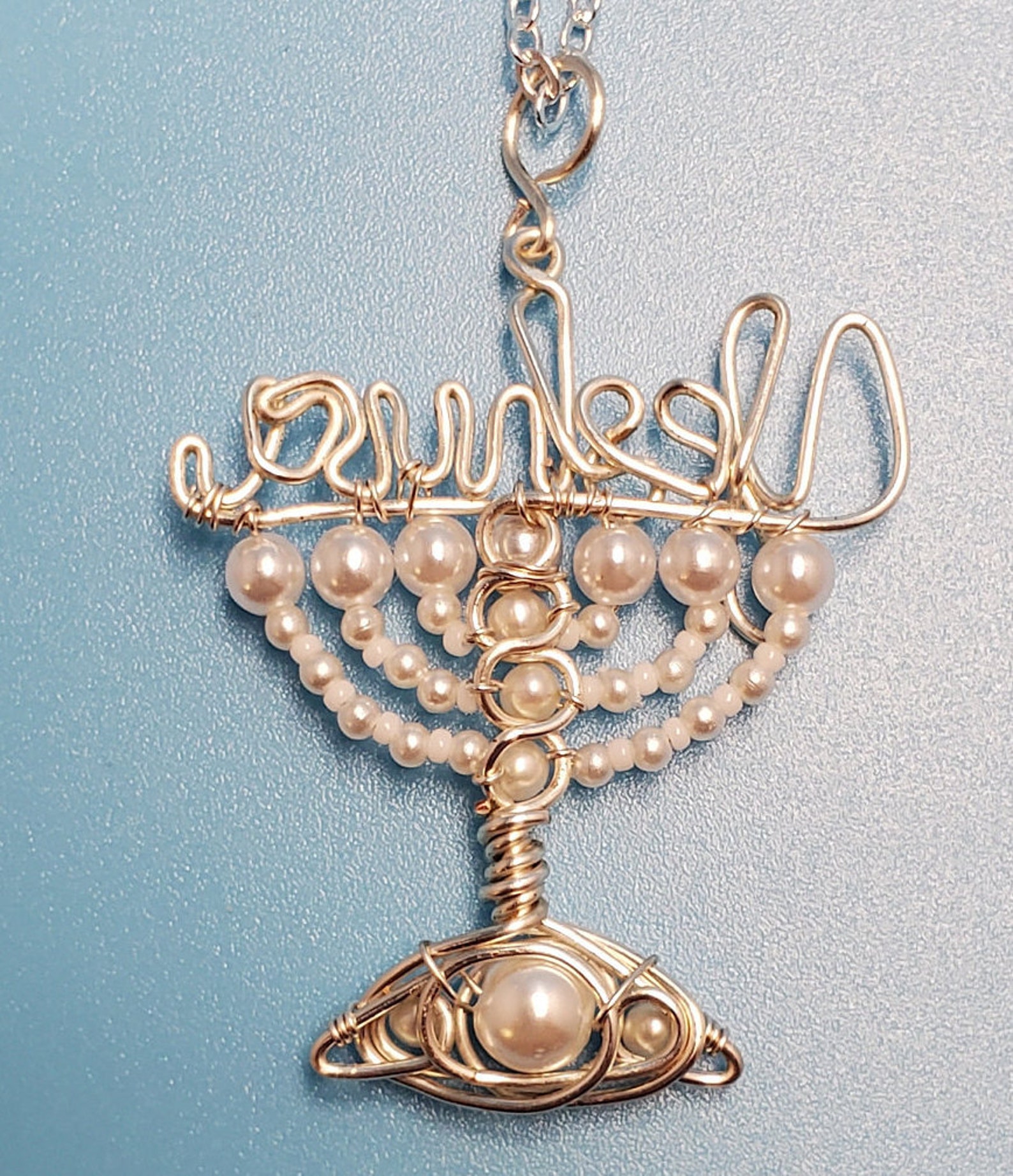 Pearl Yeshua Menorah Pendant Etsy.de