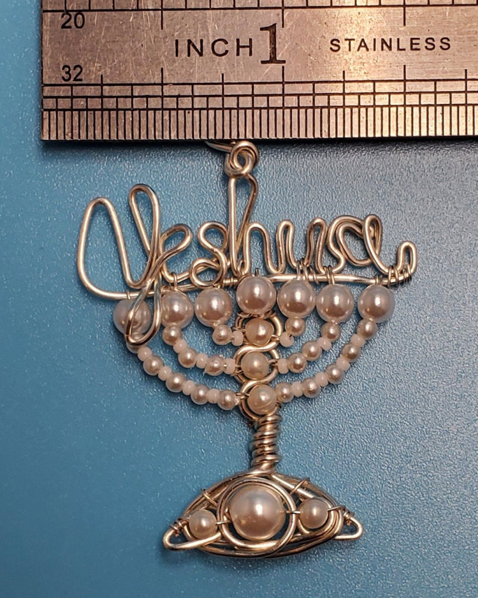 Pearl Yeshua Menorah Pendant Etsy