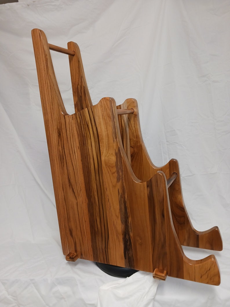 Teak Instrument Stands, Wild grain, Available as Single Acoustic, Single Electric, Ukulele, Banjo, Mandolin, Series2 Ac.,Series2 Duo image 10