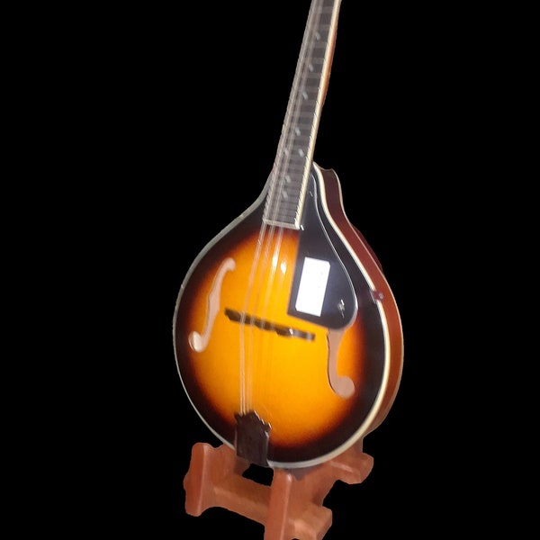 Mandolin Stand. For A and F style Mandolin. Free Shipping in USA. Solid Hardwoods. Guitar Stands, Banjo Stands, Ukulele Stands, Bass Stands.