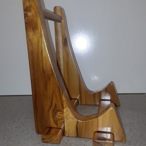 Teak Instrument Stands, Wild grain, Available as Single Acoustic, Single Electric, Ukulele, Banjo, Mandolin, Series2 Ac.,Series2 Duo image 2