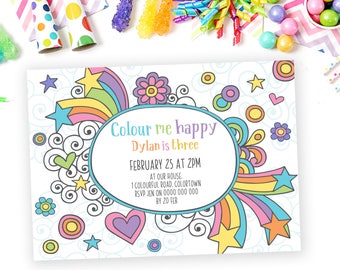 Rainbow Party Invitation - Art Party Invitation - Rainbow Invite - Colorful Party Invite - Instant Download Invitation - Art Party Invite