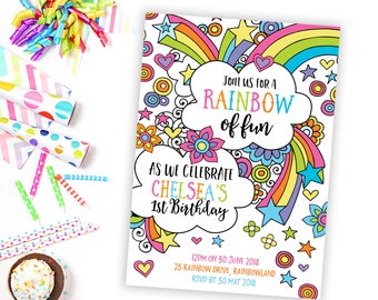Rainbow Party Invitation - Rainbow Party Invite - Rainbow Invite - Colorful Party Invite - Instant Download Invitation - Party Printables