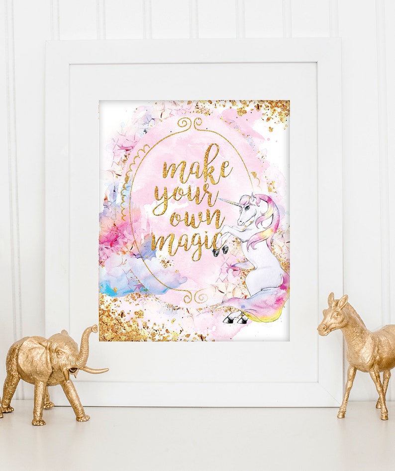 unicorn print girls wall art printable quote unicorn etsy