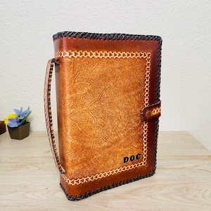 Handmade Leather Bible Cover: Personalized Christian Book Sleeve