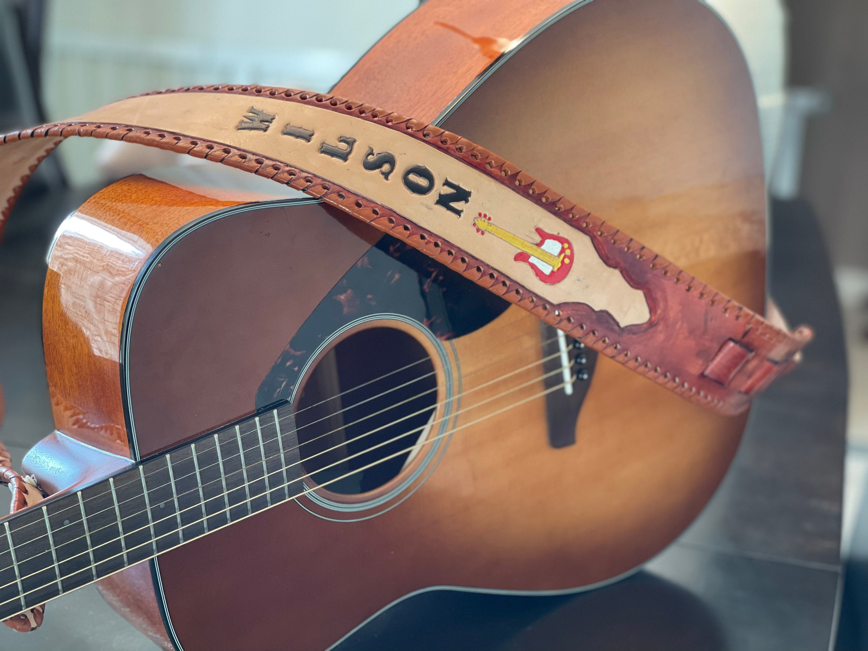 Custom Leather Guitar Strap Personalized Leather Guitar Strap Etsy