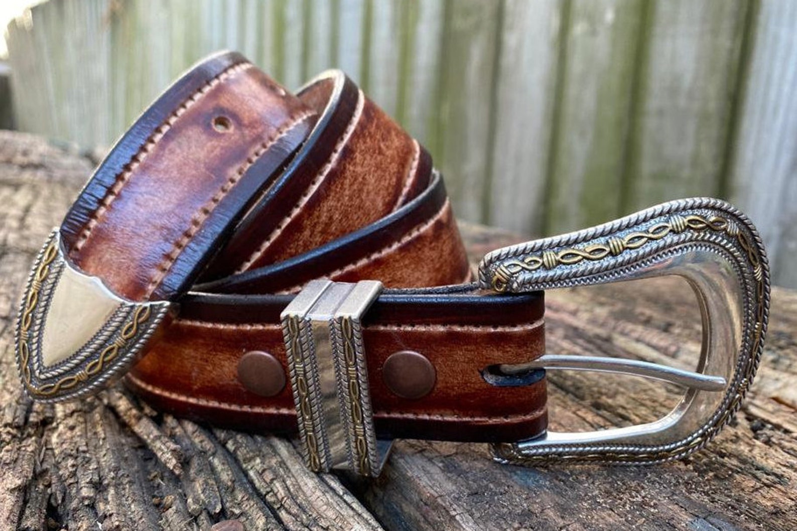 Men's Western Leather Belt With Polished Antique Buckle - Etsy UK