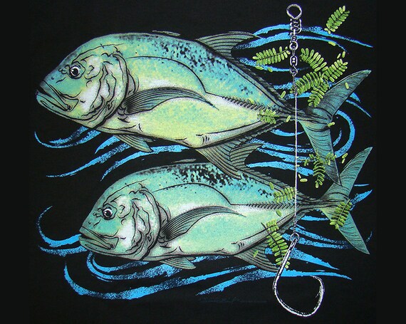 Slide Bait Pocket T-shirt, Ulua Fishing Shirt, Fish Design, Hawaiian Fish  Shirt, Giant Trevally Print, Fishing Gift, Mens Pocket Tshirt 