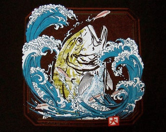 Great Fish Off Makena T-Shirt, Ulua Fishing Tshirt, Japanese Fish Design, Hawaii Fishing Shirt, Fish Print, Gift for Fishermen, Men's Tee