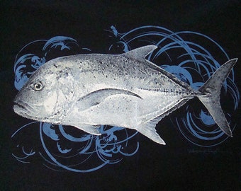 Ulua & Surf T-Shirt, Ulua Fishing T-Shirt, Ulua Design, Hawaii Fishing Tee, Hawaii Fish Design, Giant Trevally Shirt, Fishing Gift, Mens Tee