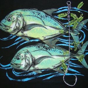 Slide Bait T-Shirt, Ulua Fishing Tshirt, Fish Design, Hawaiian Style Fish Shirt, Giant Trevally, Fisherman’s Gift, Fish Print, Mens Tee