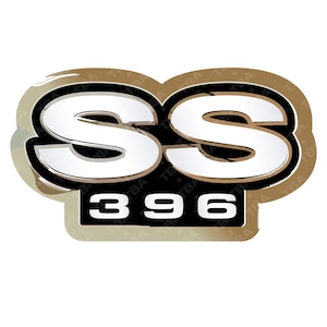 Peut inclure: Un emblème noir et blanc avec les lettres "SS" en blanc et le nombre "396" en blanc en dessous. L'emblème est entouré d'une bordure dorée.