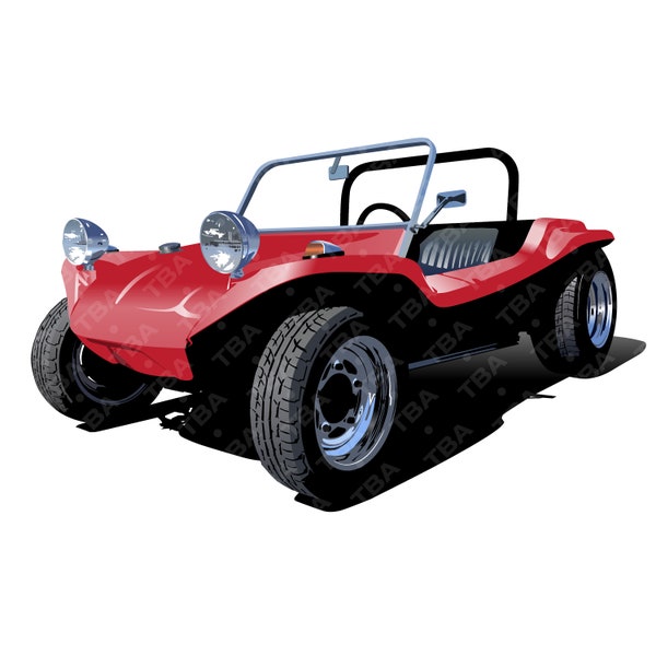 Red Dune Buggy VW, 60's, 70's, SVG, Digital Download.