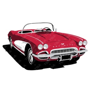 1961, Chevrolet, Corvette, SVG, digitale download.
