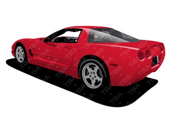 May include: A red sports car with a black interior. The car is viewed from the back, showing the rear bumper, taillights, and rear wheels.