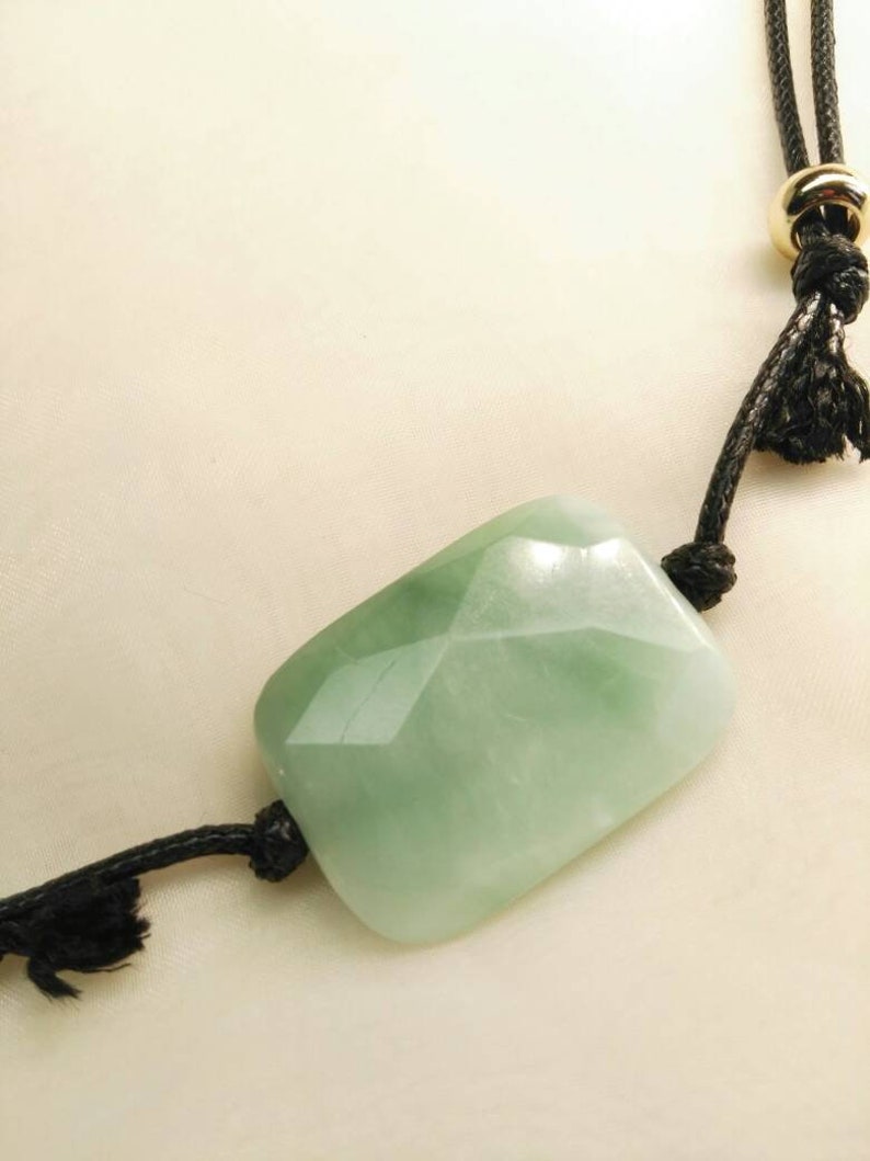 Yellow Gold Faceted Green Jade Wrapped Wire Handmade Necklace Pendant Gemstones Wire, Black Choker Blue Choker