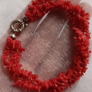 Red Coral Bracelet, Vintage Sardinian Coral, Handmade Wrapped Jewel, HEART, LOVE, GIFT,