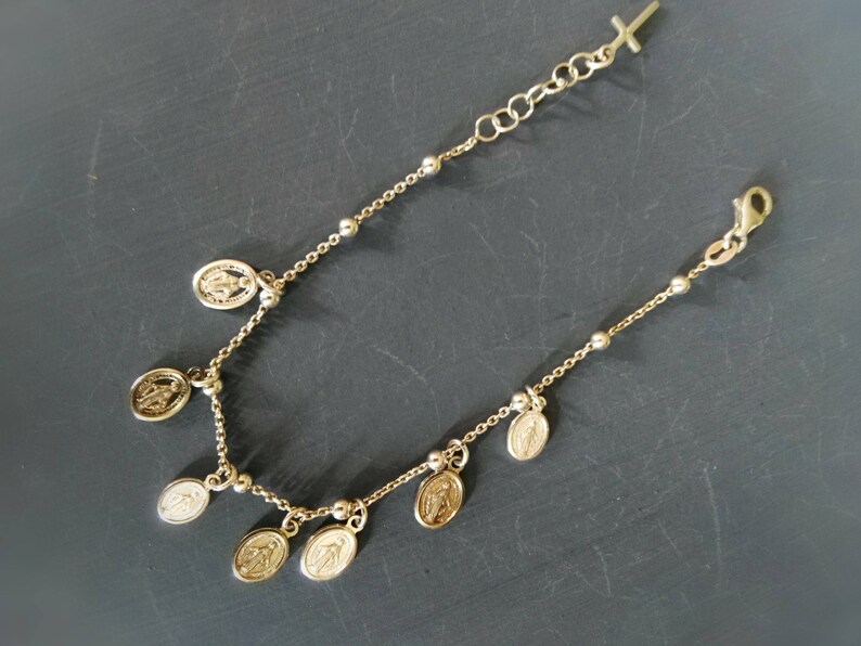 Virgin Mary Bracelet With 925 Sterling Silver Religious Etsy