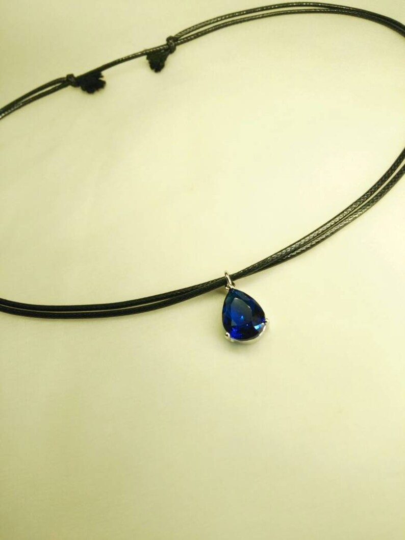 Wrapped Wire Gemstones Cobalt Blue Handmade Red White Gold Plated Green 925 Sterling Silver, Black Choker Black Zircons Necklace