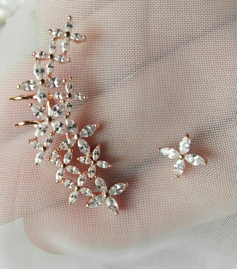 Climbing Earrings Cuff Ear Flowers Earrings Bride Jewel Etsy