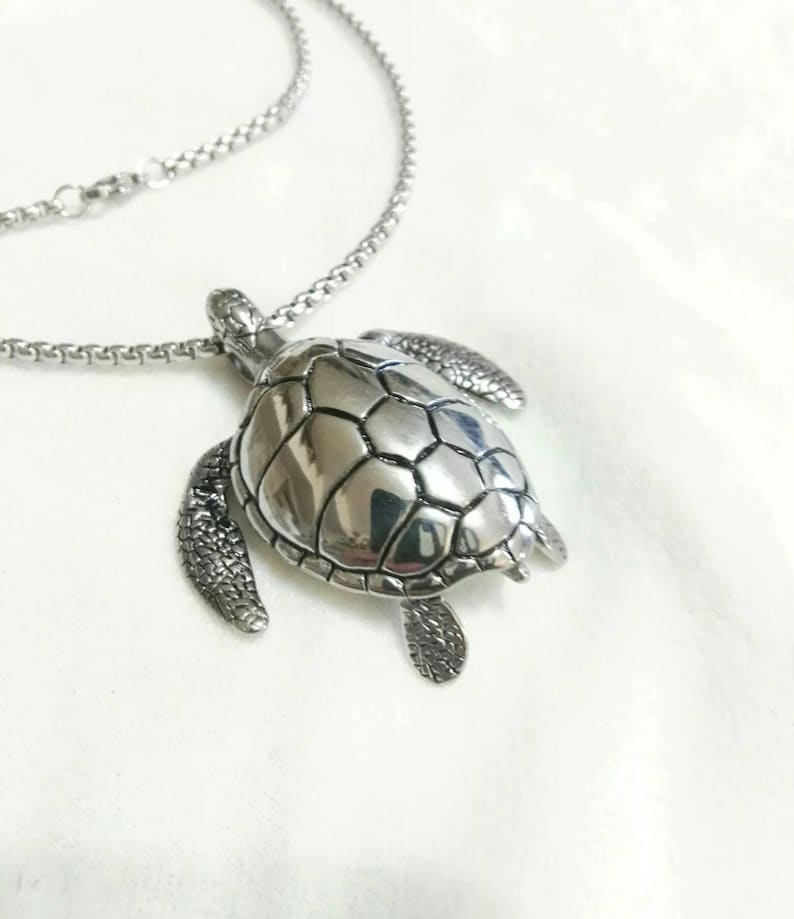 Good Luck Turtle Necklace Turtle Pendant 925 Sterling Etsy