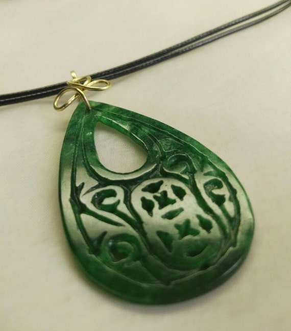 Imperial Green Jade Pendant Necklace Choker 18k Gold 925 - Etsy