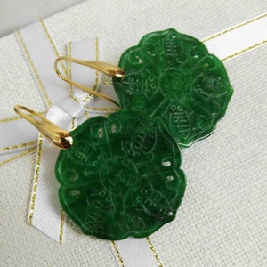Carved Green Jade Earrings, Pendant, 925 Silver, 18k Gold, Hoop Jade, Handmade Wrapped Wire Jewel, Gemstones, Good Luck, HEART, LOVE, GIFT,