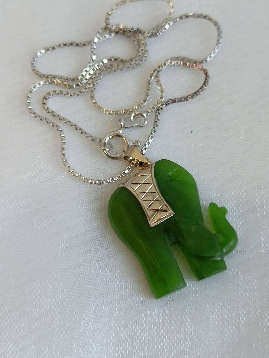 Green Jade Elephant Jade Choker Necklace Carved Jade - Etsy