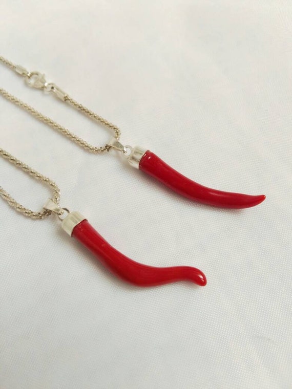 Collier Ras Du Cou Vintage Corail Rouge Et Argent 925 - Naturel, Bon état, Origine France