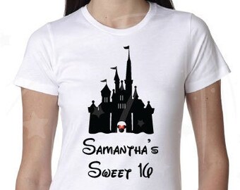 Birthday present for her, Sweet 16 Shirt With  Cinderella Castle And Custom Name, World&#39;s Cutest Shirts  Vacations, 210