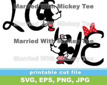 Etsy  SVG matching design for couple love lo ve soulmate with Mickey Mouse and Minnie cute red polka dotted bow