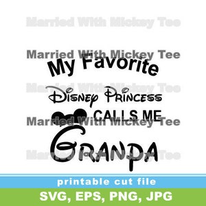 SVG Mijn favoriete prinses noemt me opa grootouder shirt met Mickey Mouse hoofd met grote oren