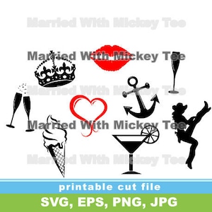 SVG-Vektor 9 Bachelorette-Party-Bundle-Datei druckbare Clipart-Silhouette herunterladbares Design Junggesellenabschied PNG-Schneidvektor