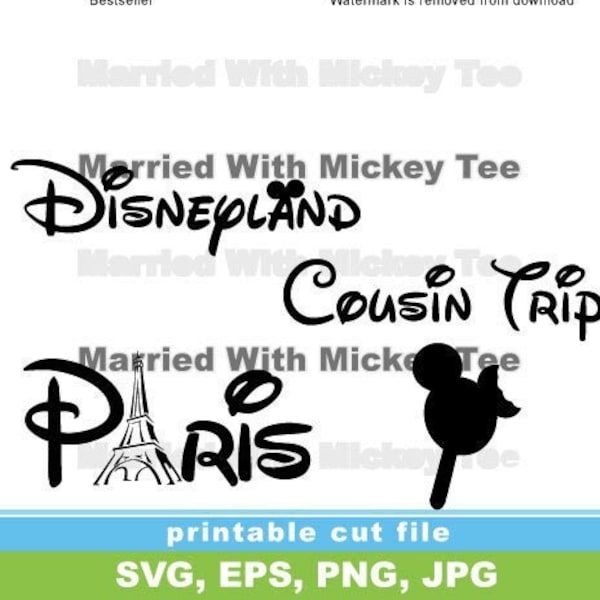 Etsy SVG land family vacation cousin trip Mickey mouse head ice cream Paris mix and match awesome designs