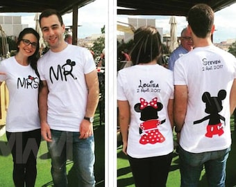 Mr and Mrs worlds cutest matching couple shirts Mickey Minnie mouse holding hands  cute couples Married With Mickey tshirts tanktops