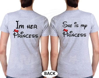 LGBT Lesbian matching I'm Her Princess She's My Princess couple sweater Minnie Mouse kissing  Walt  World universe gay biosexual store