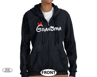 Grandma shirt Personalized  gift, Minnie Mouse ears and cute red bow,  World family vacation trip  for etsy clothing store