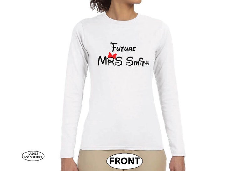 Disney Vacations 092 World/'s Cutest Shirts With Cute Little Red Minnie Mouse Bow Married With Mickey Customize Future Mrs Shirt