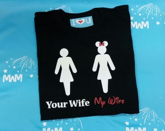 Cadeau super cool pour lui, votre femme et ma femme, type drôle, chemise pour mari, mariés avec Mickey, 386