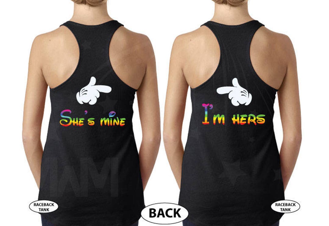 LGBT Lesbian Matching Apparel She's Mine and I'm Hers Rainbow Flag ...