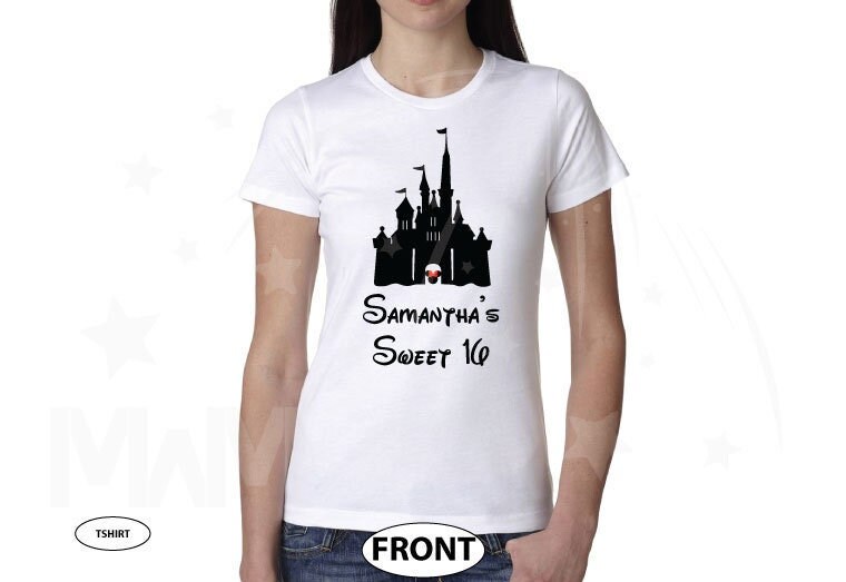 Birthday present for her, Sweet 16 Shirt With  Cinderella Castle And Custom Name, World's Cutest Shirts  Vacations, 210