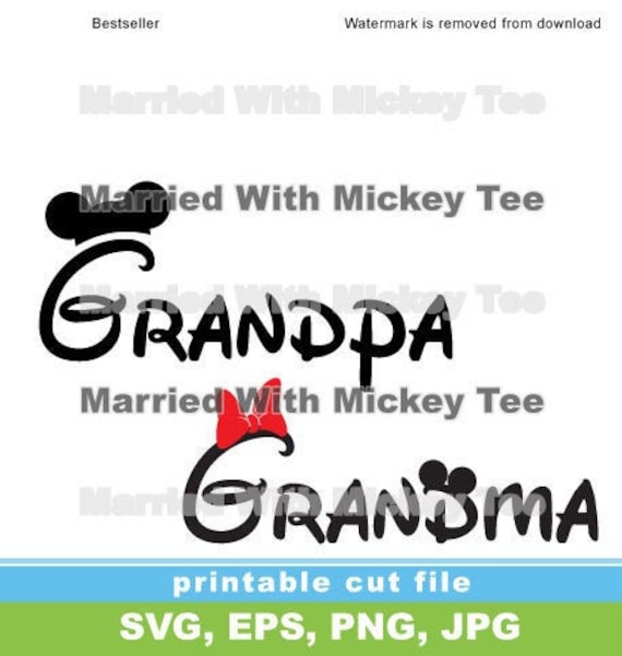 Download Svg Disney Grandma And Grandpa Text For Mickey Minnie Mouse Etsy
