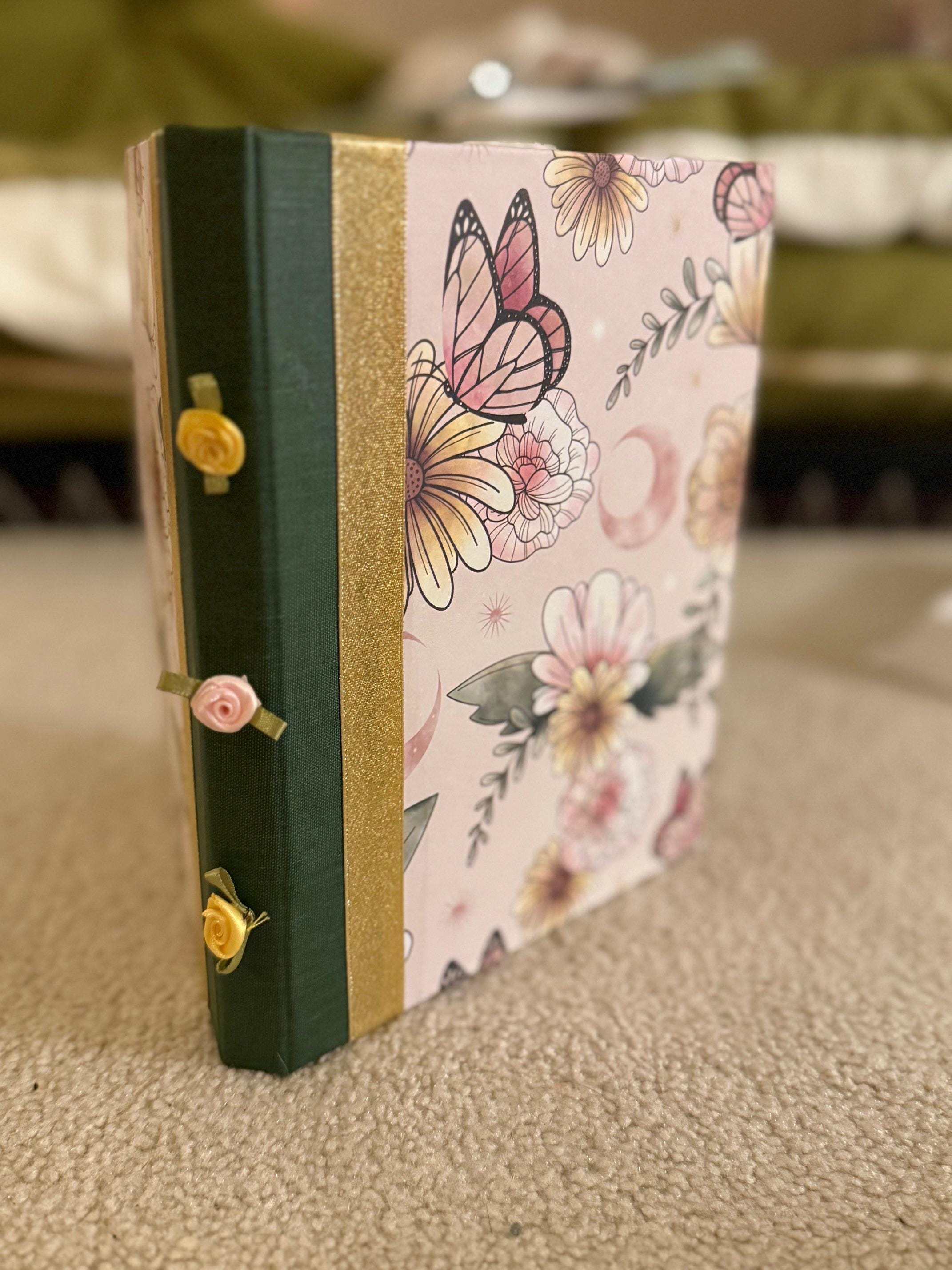 Handbound Casebound Floral Journal: Floral Butterfly Moon Witch Wicca ...
