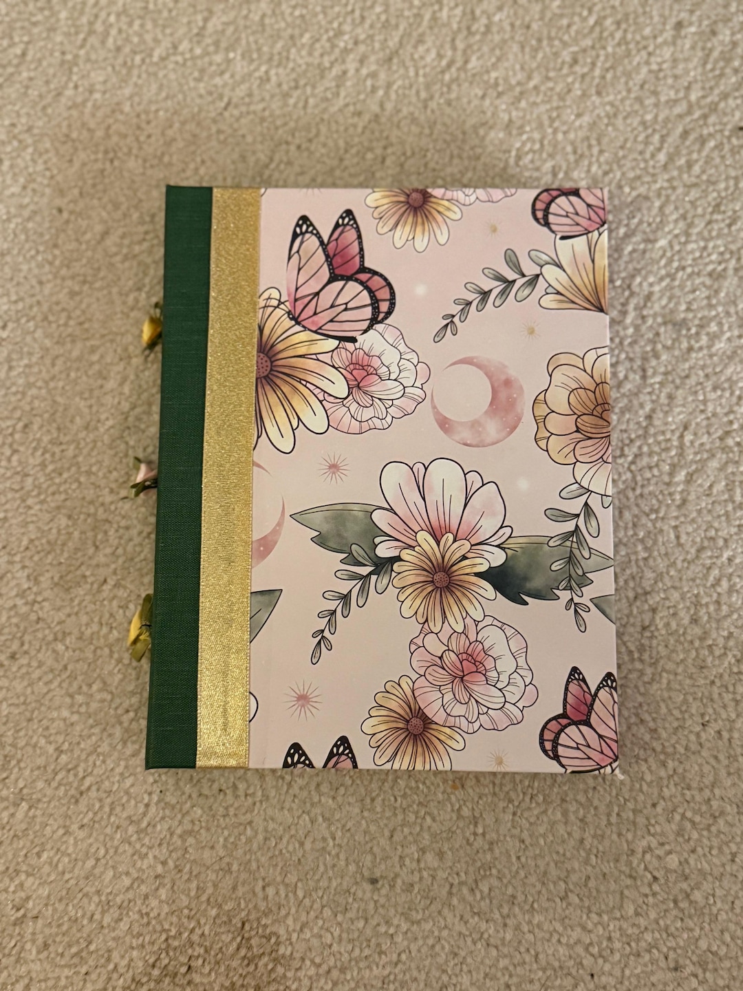 Handbound Casebound Floral Journal: Floral Butterfly Moon Witch Wicca ...