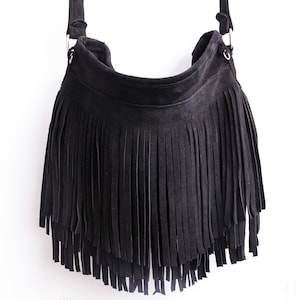 Handmade Leather Fringe Bag, Brown Suede Crossbody Purse - Boho Gift for Her