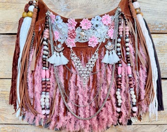 Statement Purse for Her – Handmade Crossbody with Bold Fringe and Bohemian Details