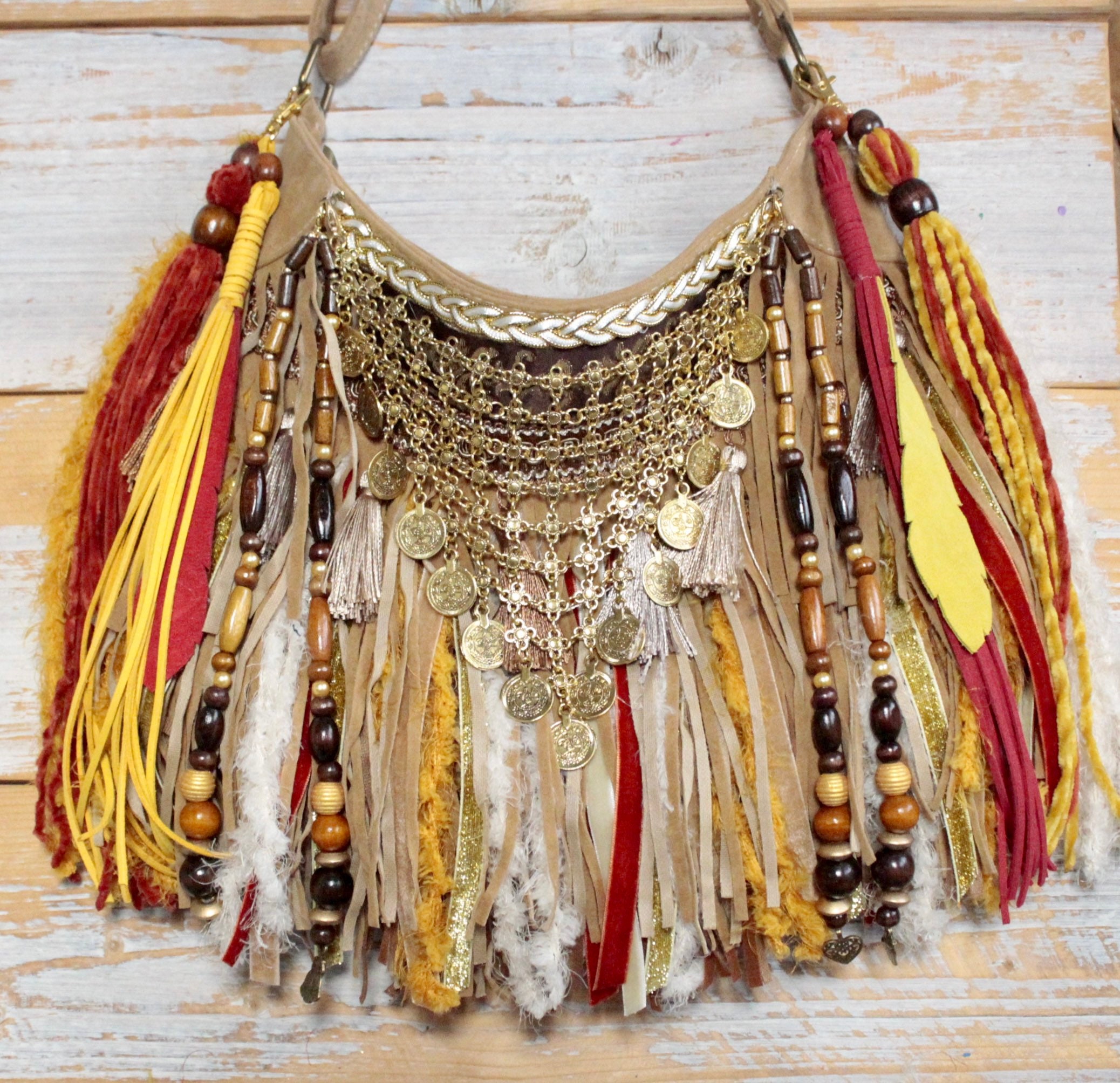 Boho Fringe Bag Gypsy Vegan Suede Leather Purse Cross Body 