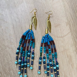 Colorful statement earrings, boho hippie festival hoop earrings, big colorful earrings with beads, green boho tribal earrings