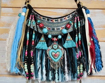 Native american style fringe purse. Made with 100% vegan materials. Wild  Calla Fringe Bag from AlisoBay