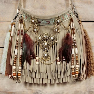 Leather Fringe Festival Sling Bag - Suede Hobo Crossbody  display picture 3